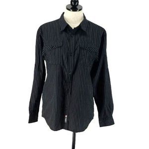 Southpole Boy's Black With Grey Pinstripe‎ Button Down Long Sleeve Shirt Size XL
